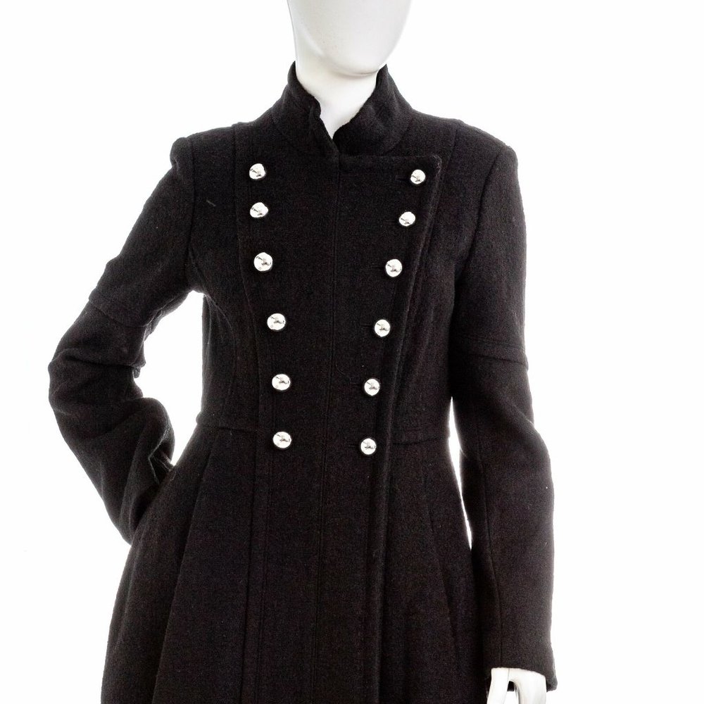 GUESS Womens Military Double-Breasted Skirted Coat
